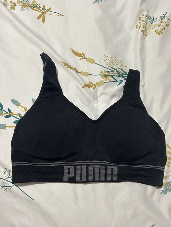 Puma Other - Puma Black Seamless Padded Sports Bra with Grey Logo Band